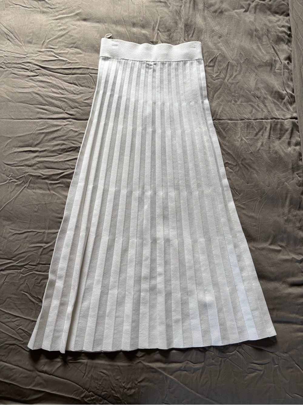 Sezane White Pleated Midi Skirt